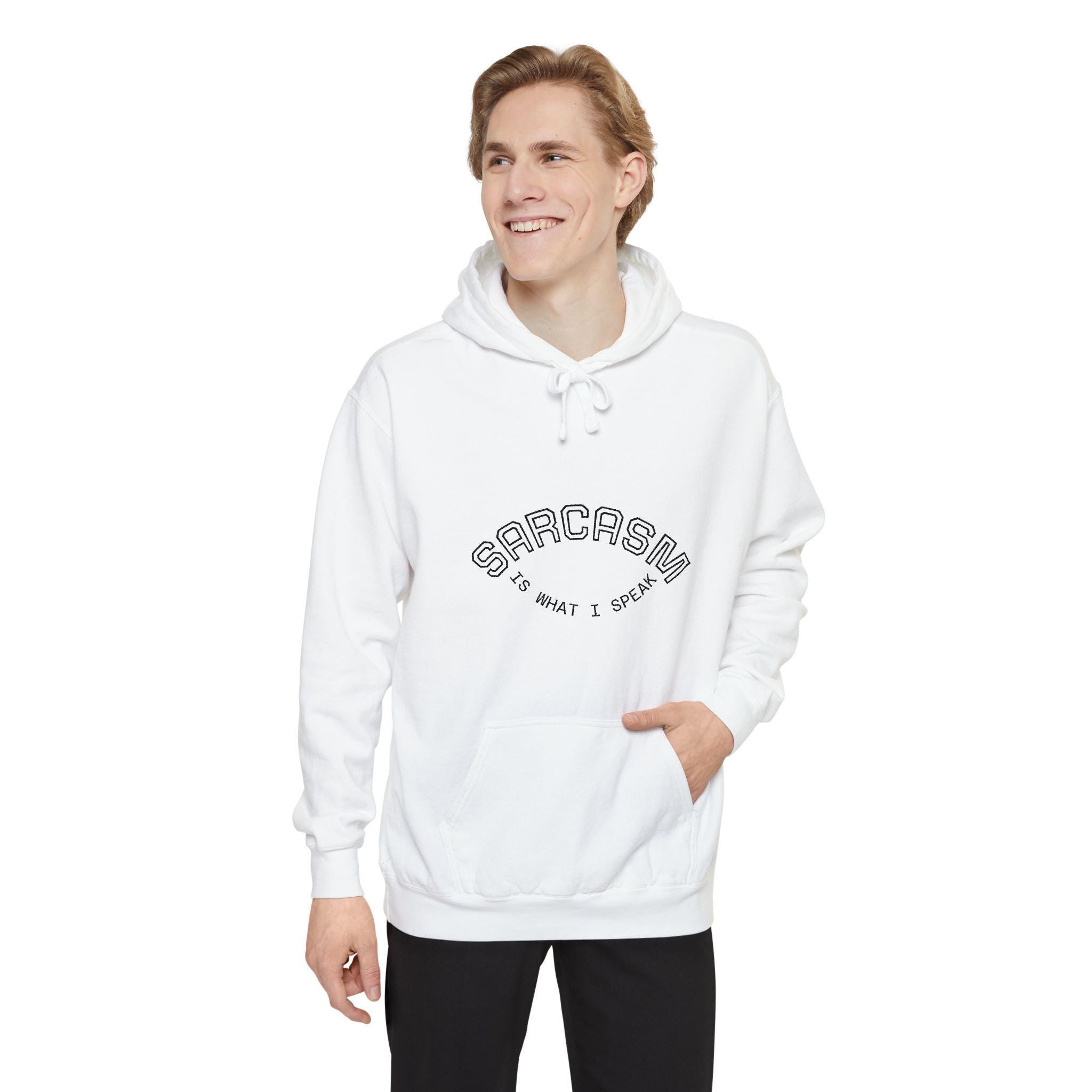 Sarcasm is What I Speak Hoodie | Minimal Script Arch Graphic