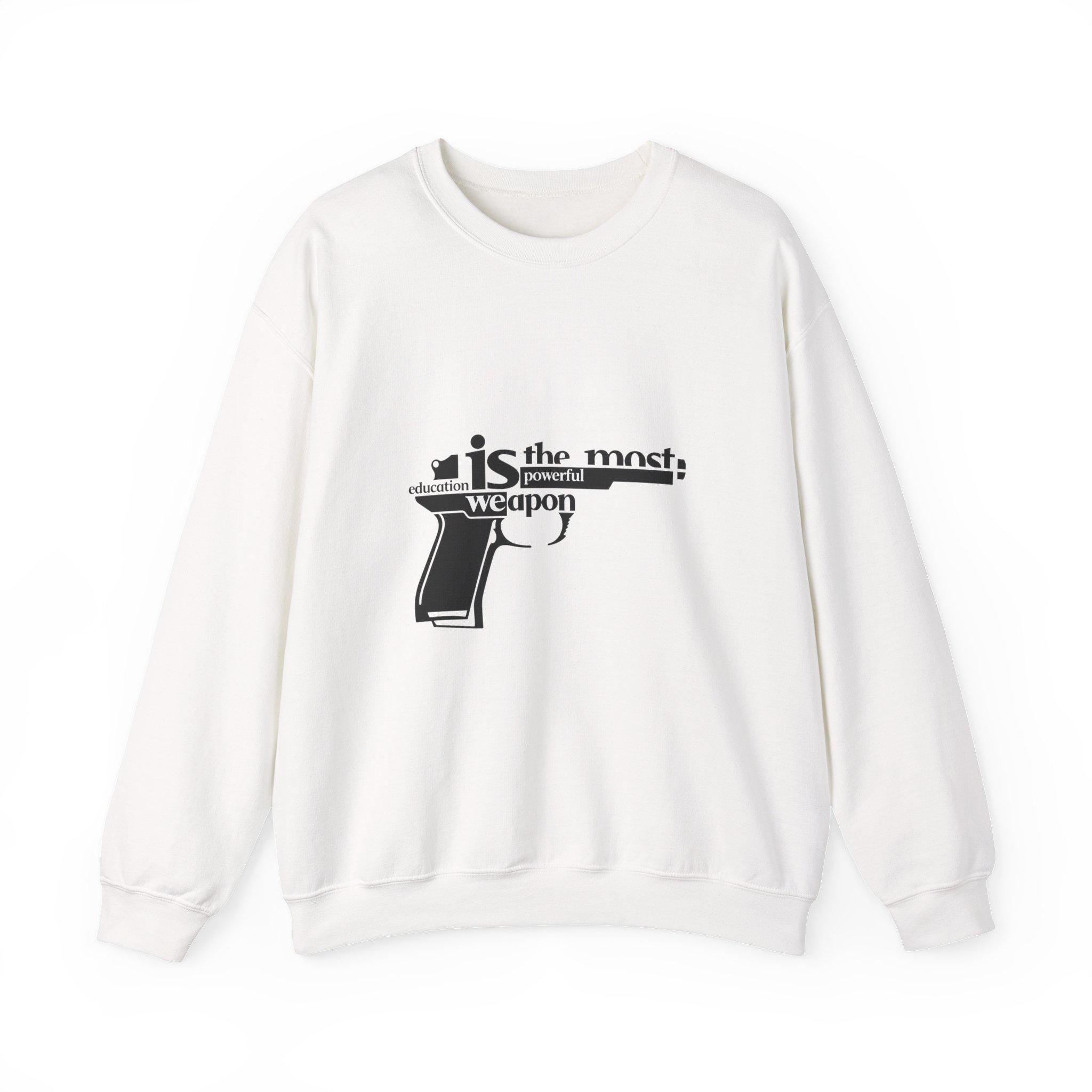 Knowledge is the Most Powerful Weapon sweatshirt | Typography pistol graphic