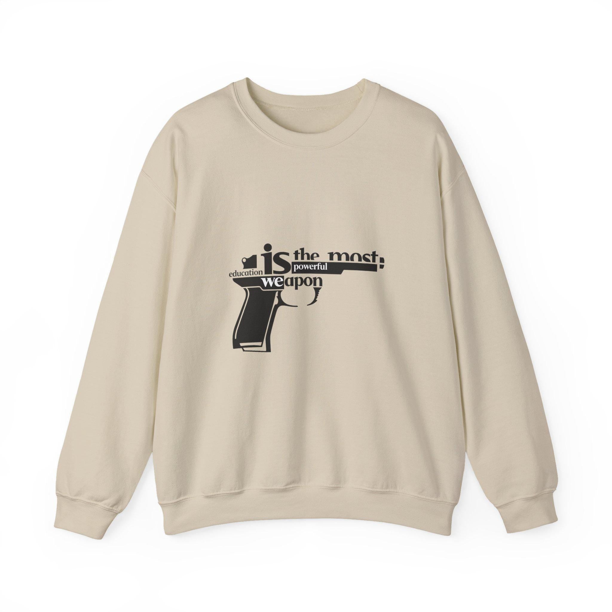 Knowledge is the Most Powerful Weapon sweatshirt | Typography pistol graphic