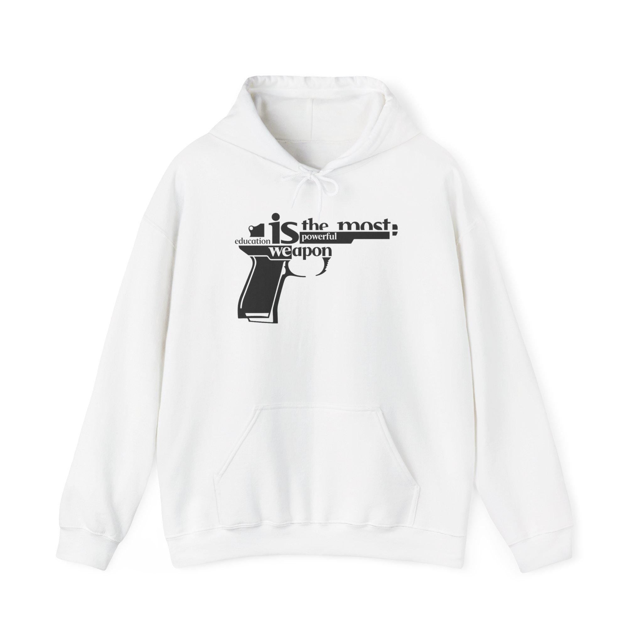 Words Are the Most Powerful Weapon Hoodie | Gun Graphic Text Design