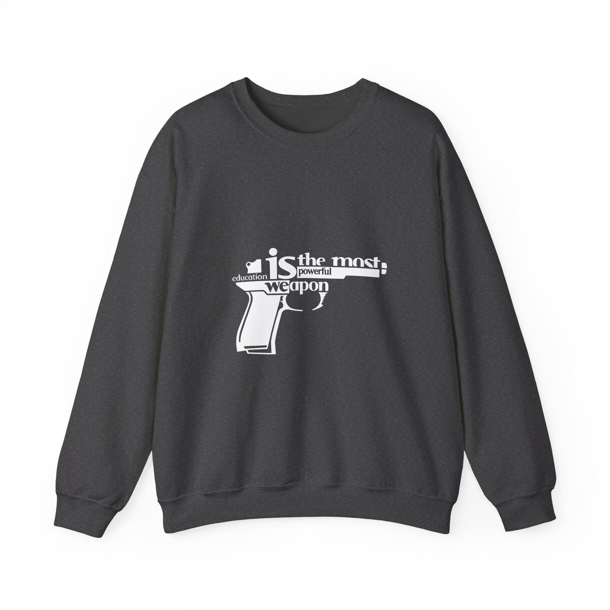 Knowledge is the Most Powerful Weapon sweatshirt | Typography pistol graphic