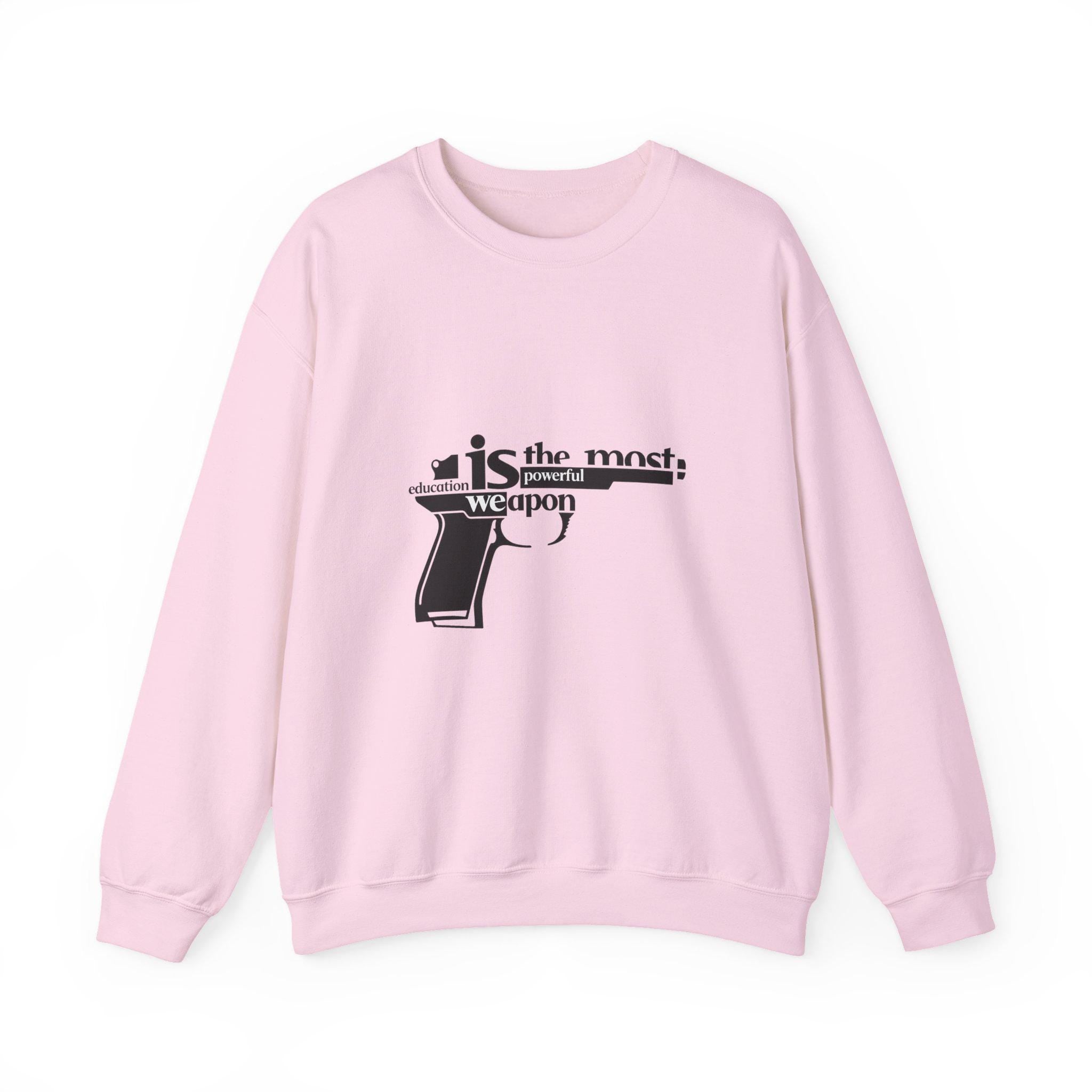 Knowledge is the Most Powerful Weapon sweatshirt | Typography pistol graphic