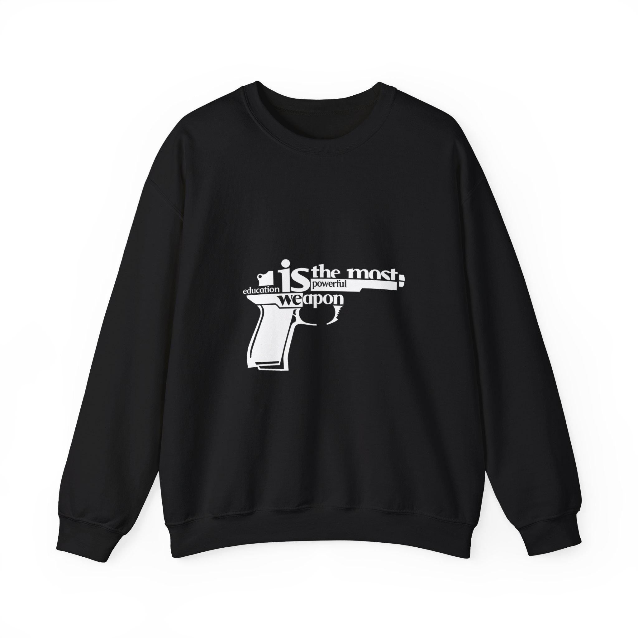 Knowledge is the Most Powerful Weapon sweatshirt | Typography pistol graphic