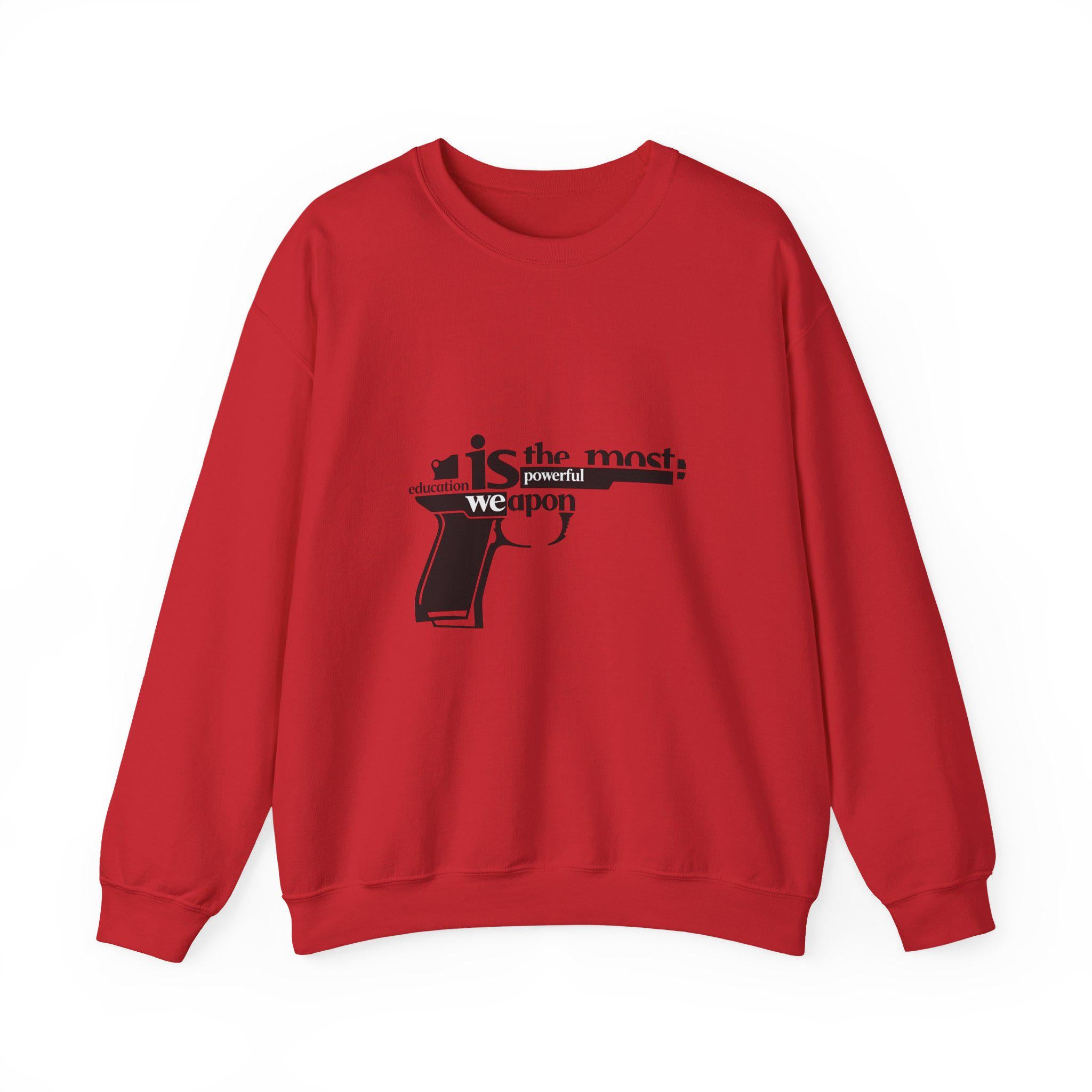 Knowledge is the Most Powerful Weapon sweatshirt | Typography pistol graphic
