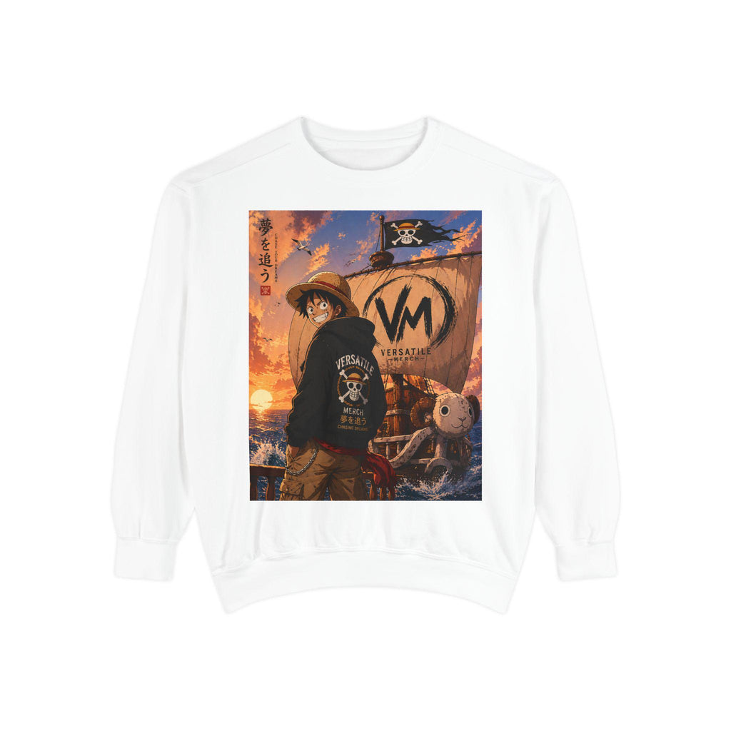 Luffy Pirate Sunset Crewneck Sweatshirt | Anime Pirate Ship Artwork