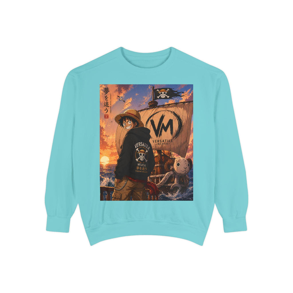 Luffy Pirate Sunset Crewneck Sweatshirt | Anime Pirate Ship Artwork