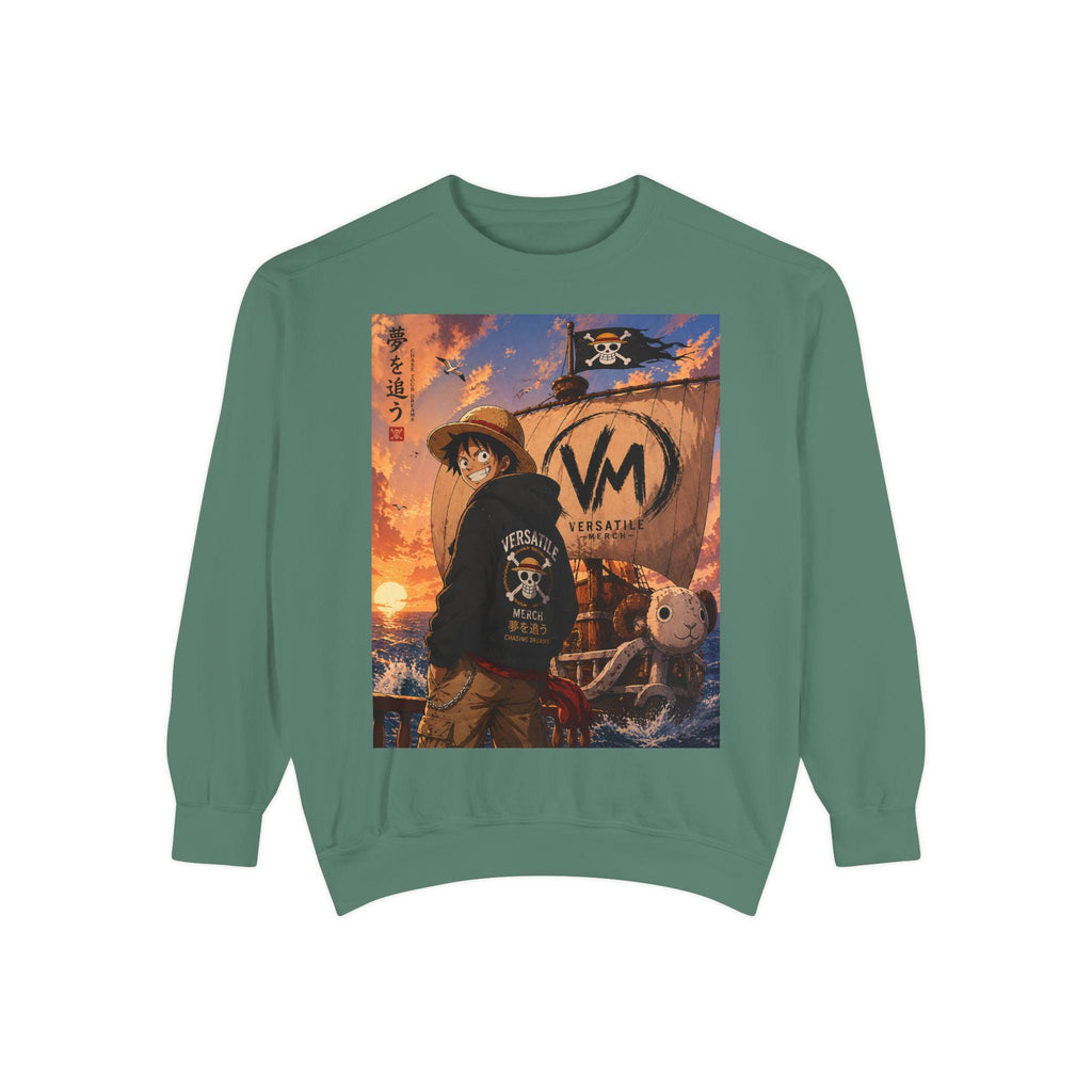 Luffy Pirate Sunset Crewneck Sweatshirt | Anime Pirate Ship Artwork