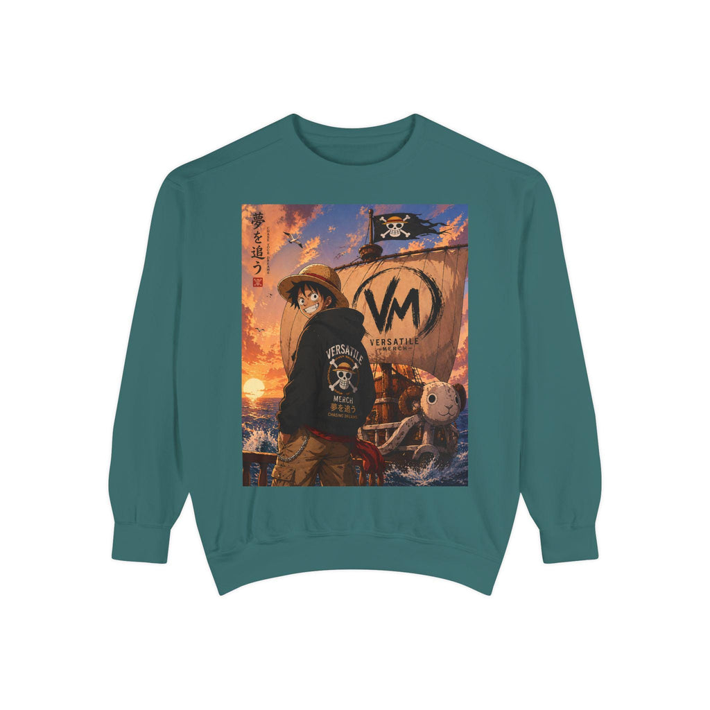 Luffy Pirate Sunset Crewneck Sweatshirt | Anime Pirate Ship Artwork