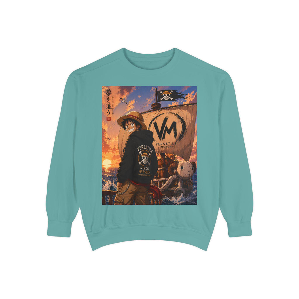Luffy Pirate Sunset Crewneck Sweatshirt | Anime Pirate Ship Artwork