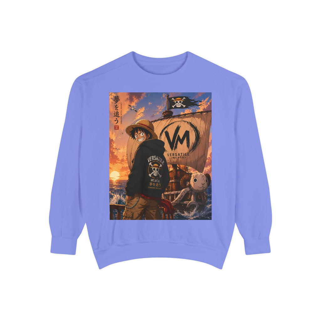 Luffy Pirate Sunset Crewneck Sweatshirt | Anime Pirate Ship Artwork