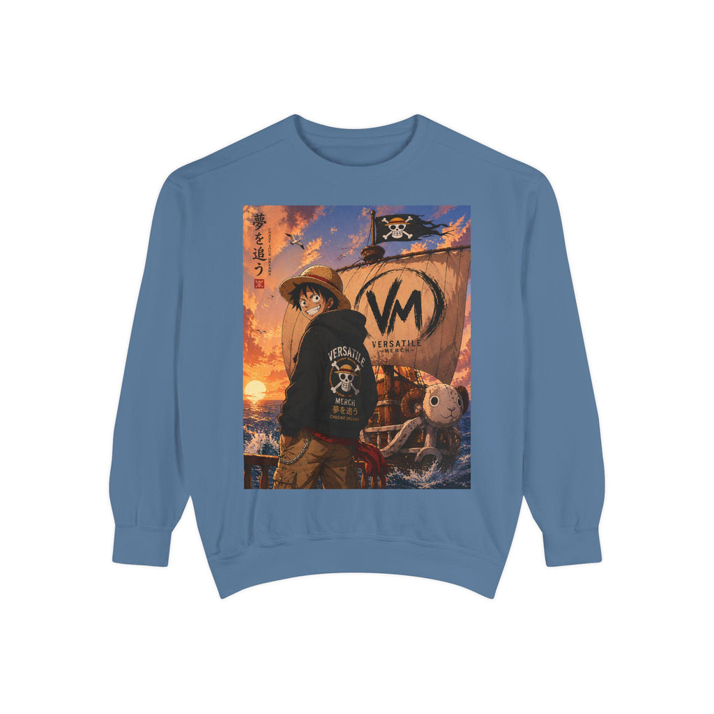 Luffy Pirate Sunset Crewneck Sweatshirt | Anime Pirate Ship Artwork