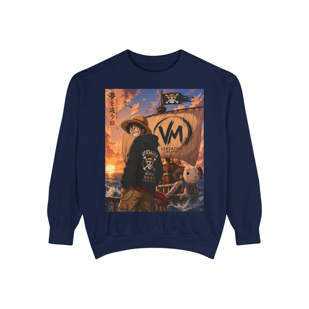 Luffy Pirate Sunset Crewneck Sweatshirt | Anime Pirate Ship Artwork