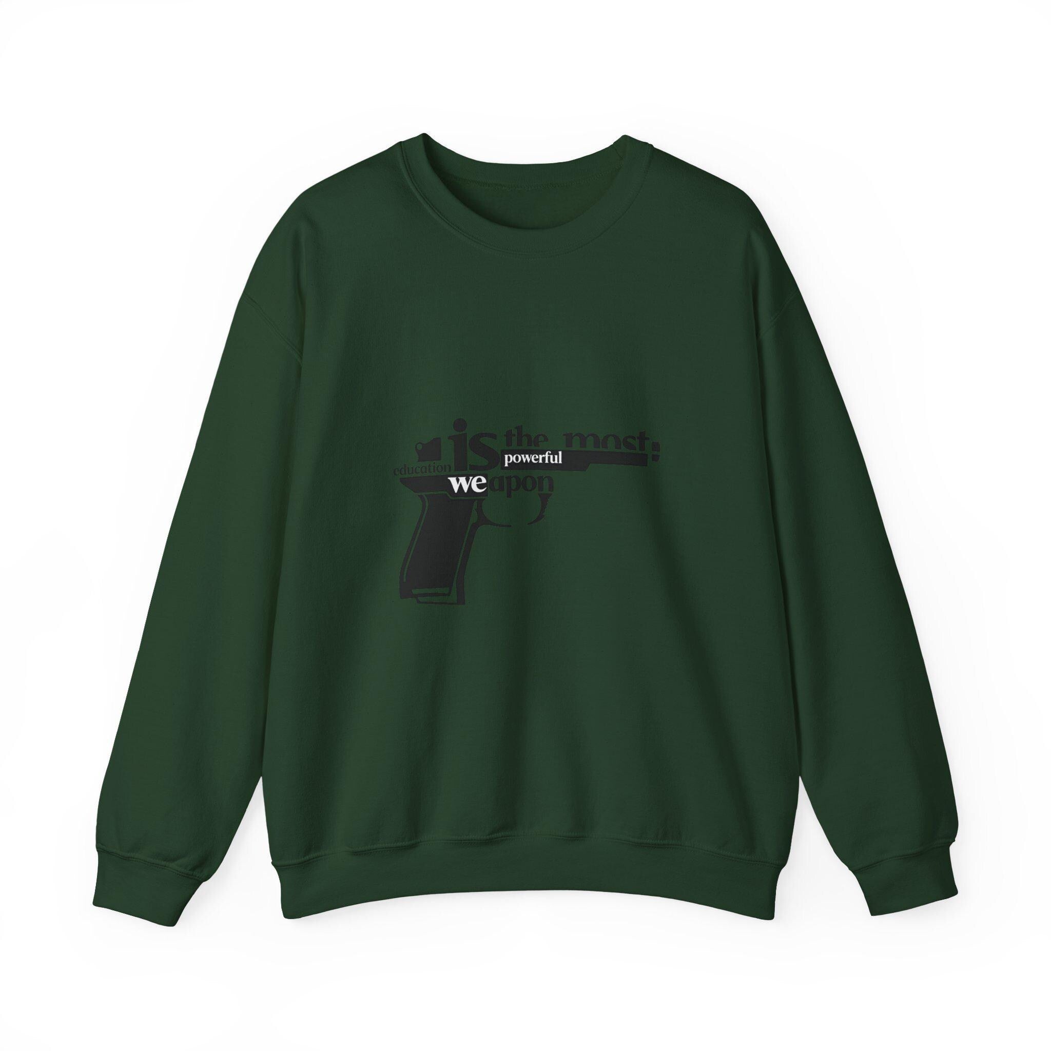 Knowledge is the Most Powerful Weapon sweatshirt | Typography pistol graphic