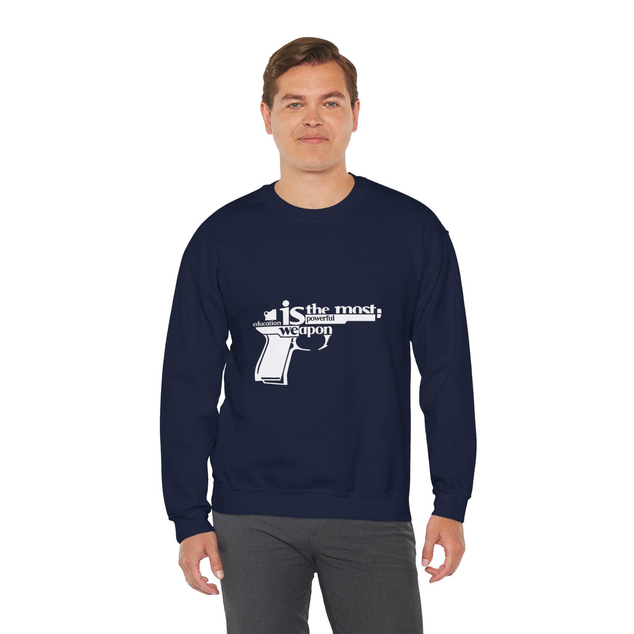 Knowledge is the Most Powerful Weapon sweatshirt | Typography pistol graphic