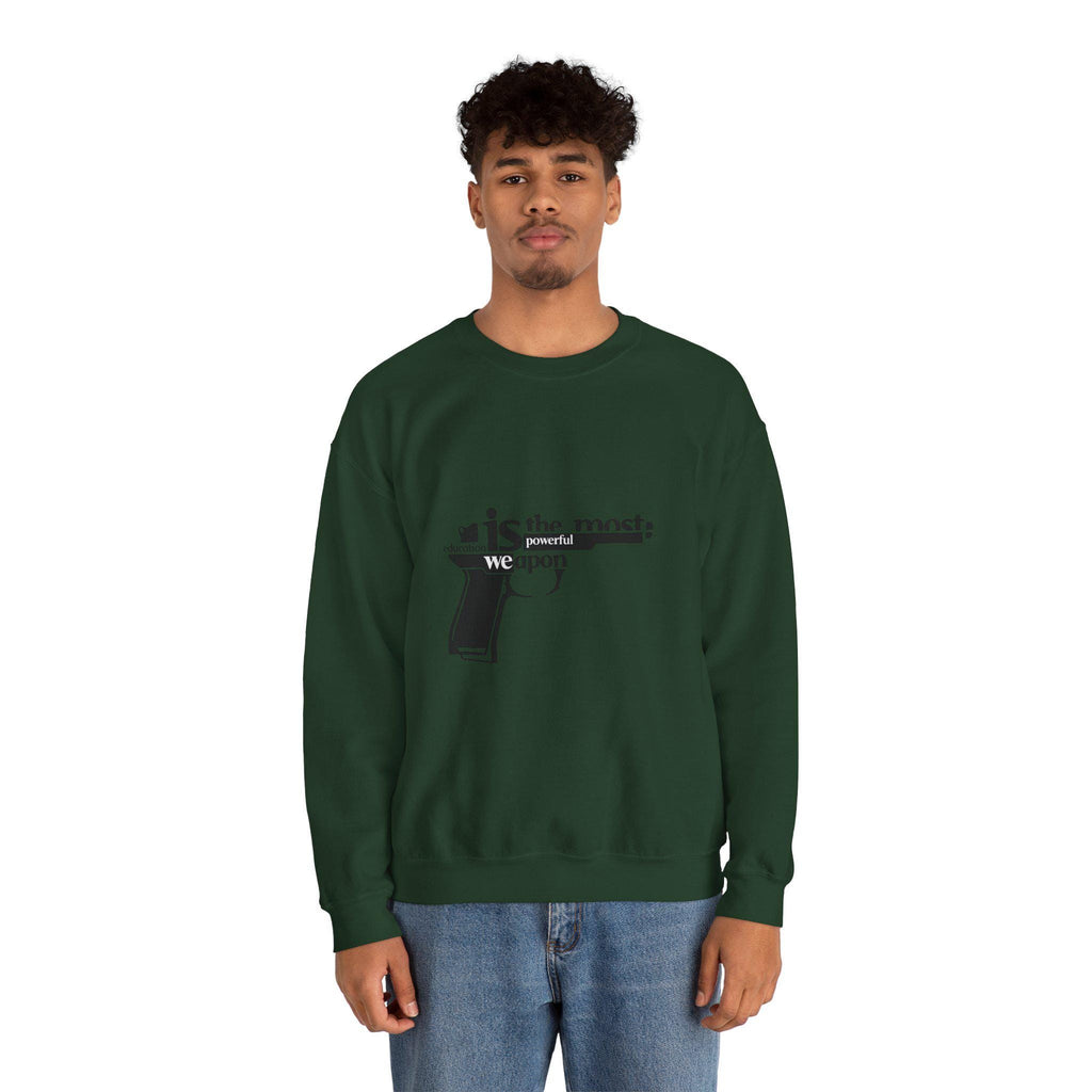 Knowledge is the Most Powerful Weapon sweatshirt | Typography pistol graphic