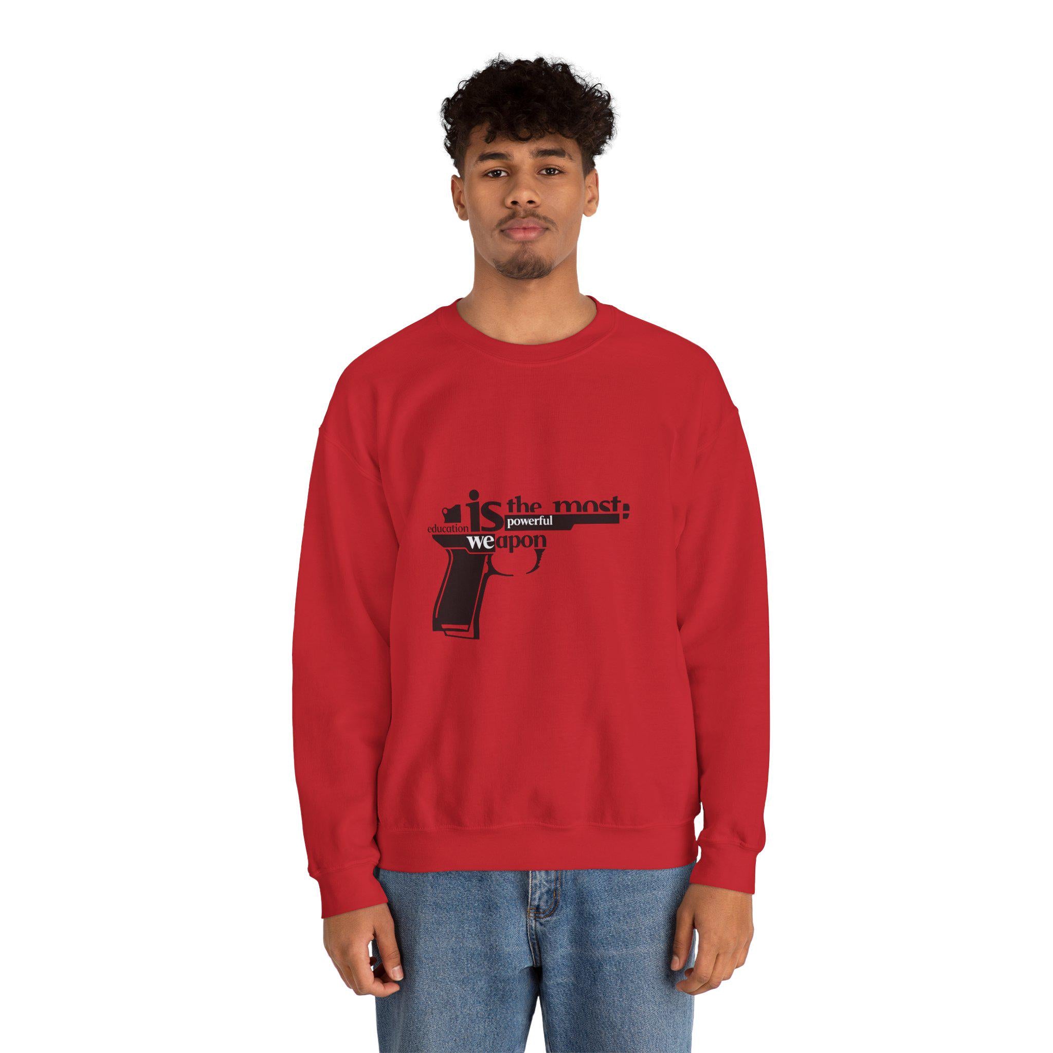 Knowledge is the Most Powerful Weapon sweatshirt | Typography pistol graphic
