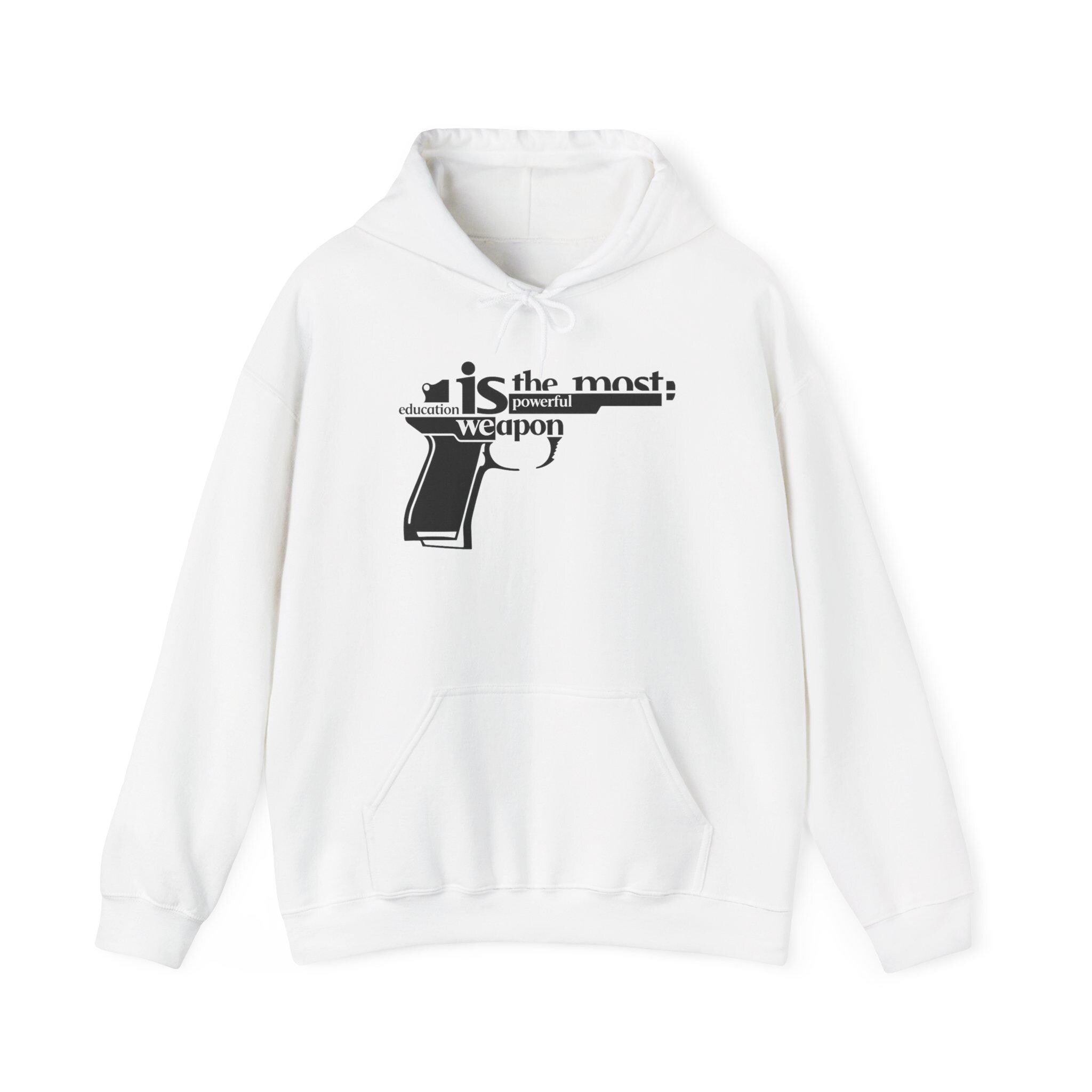 Words Are the Most Powerful Weapon Hoodie | Gun Graphic Text Design