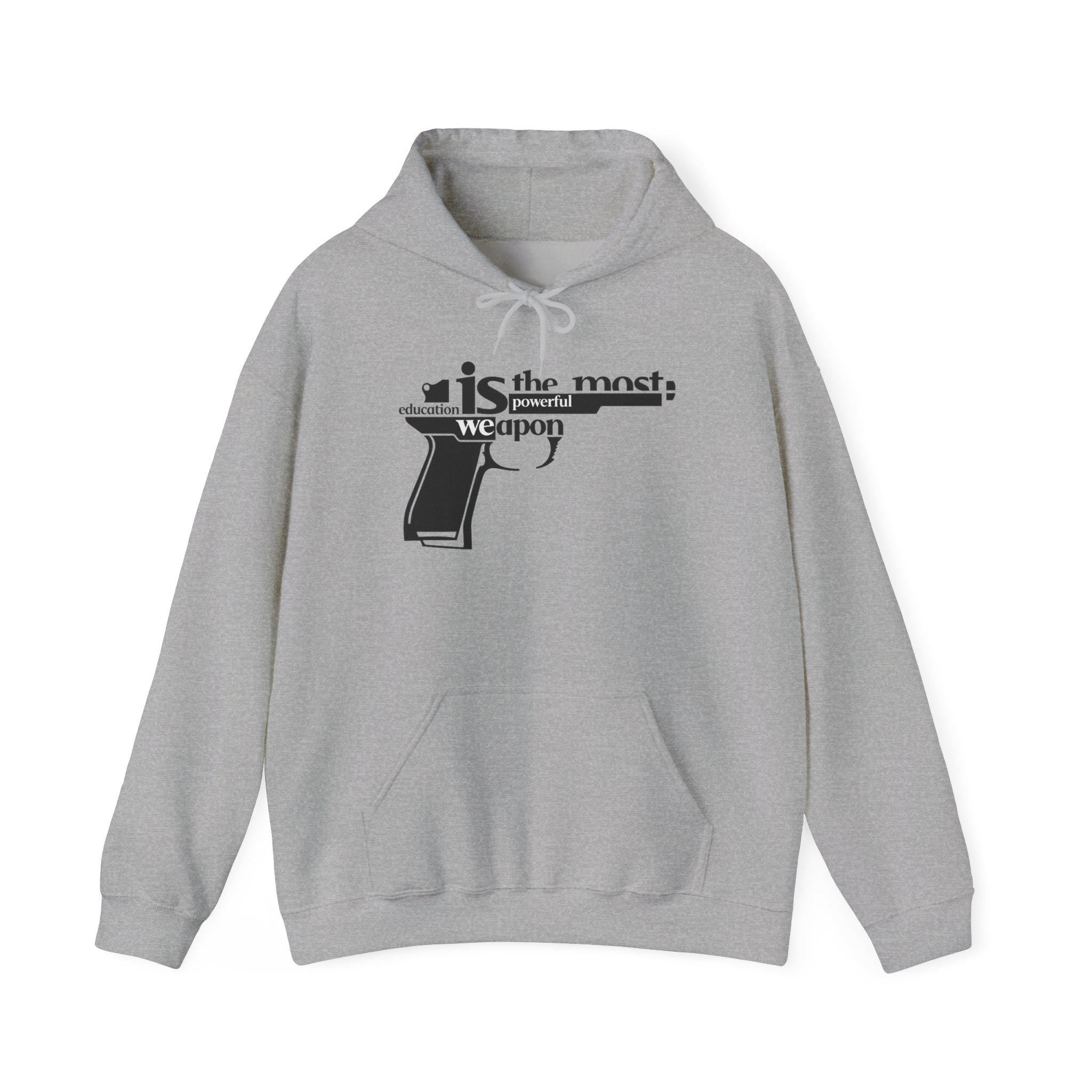 Words Are the Most Powerful Weapon Hoodie | Gun Graphic Text Design