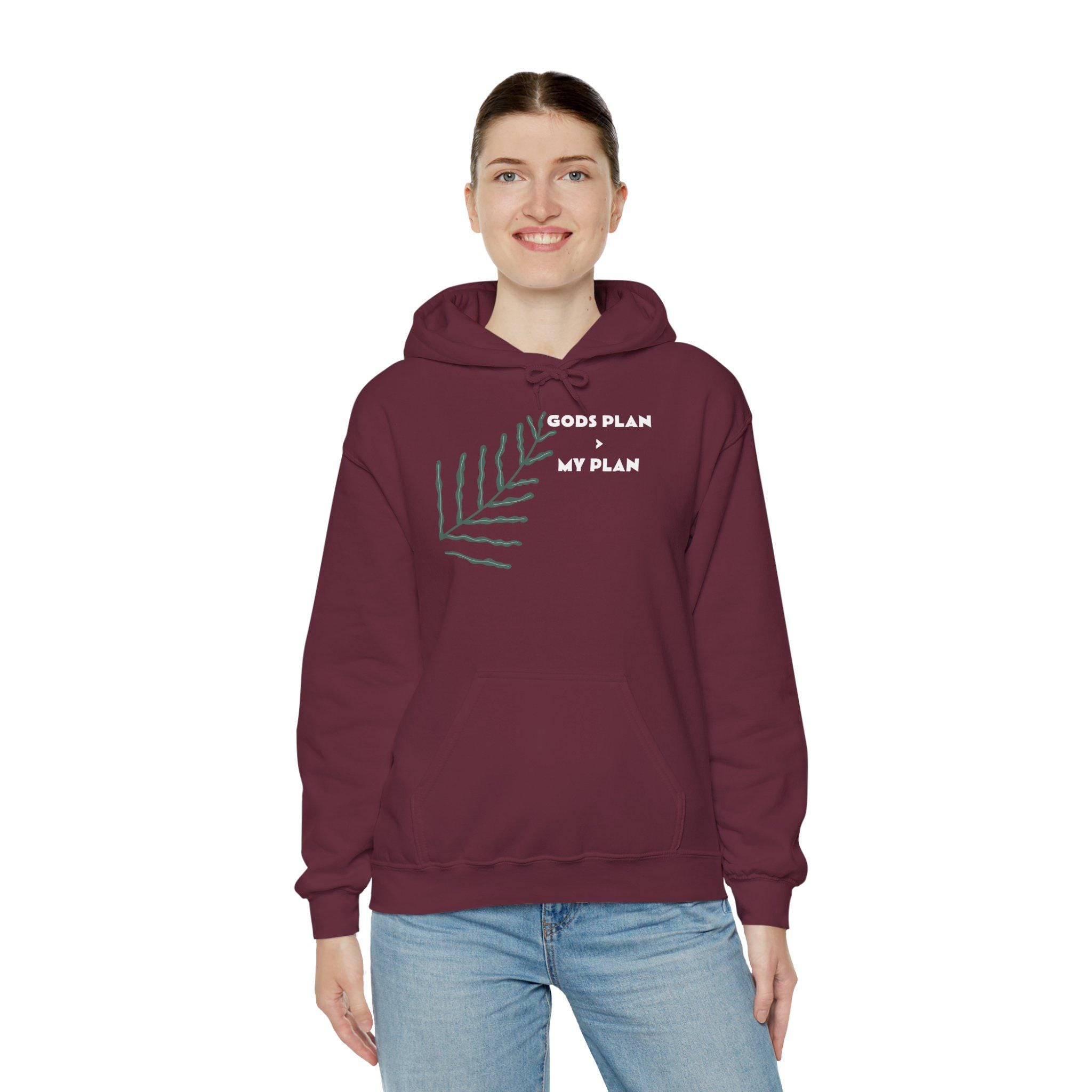 Gods Plan leaf illustration Hoodie | Minimal faith scripture sweatshirt