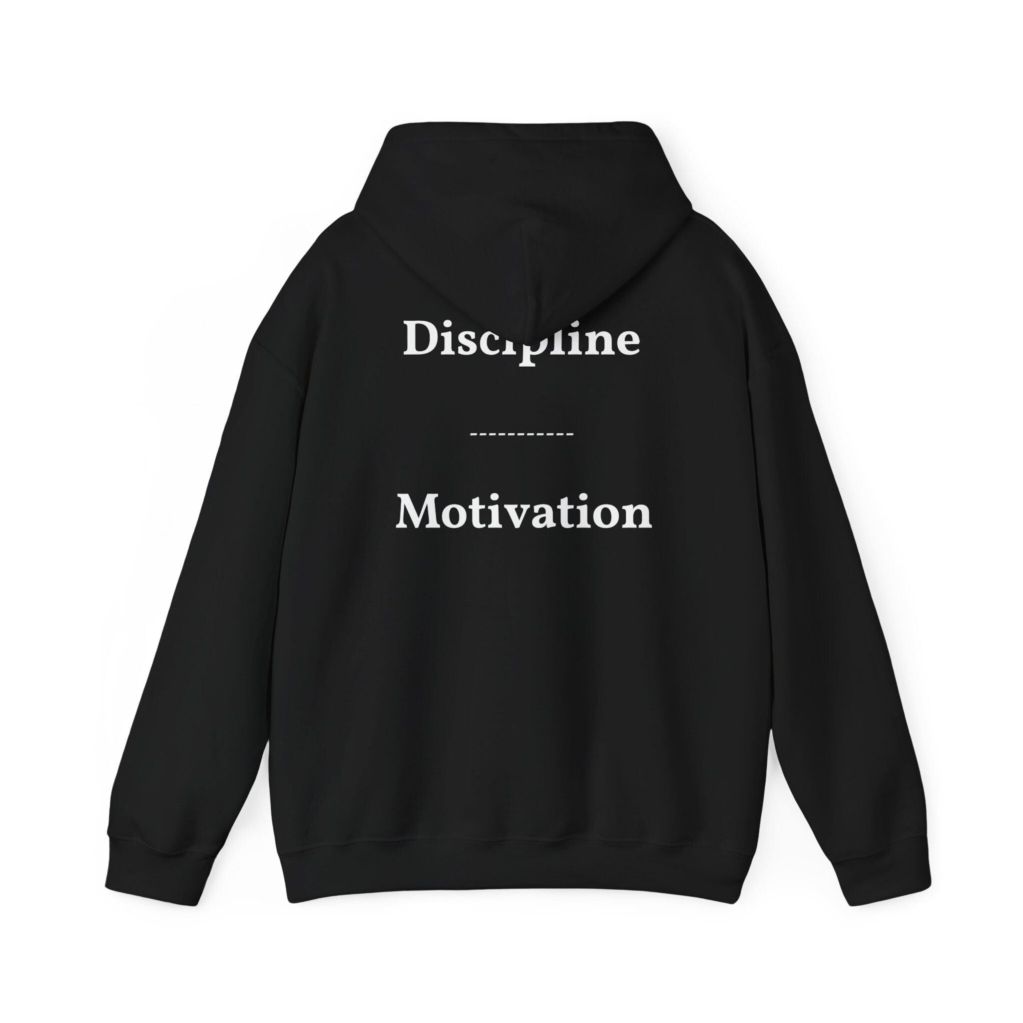 Discipline over Motivation Hoodie | Minimal Motivational Typography, White Back Print