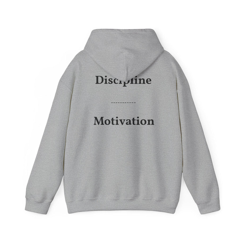 Discipline over Motivation Hoodie | Minimal Motivational Typography, White Back Print