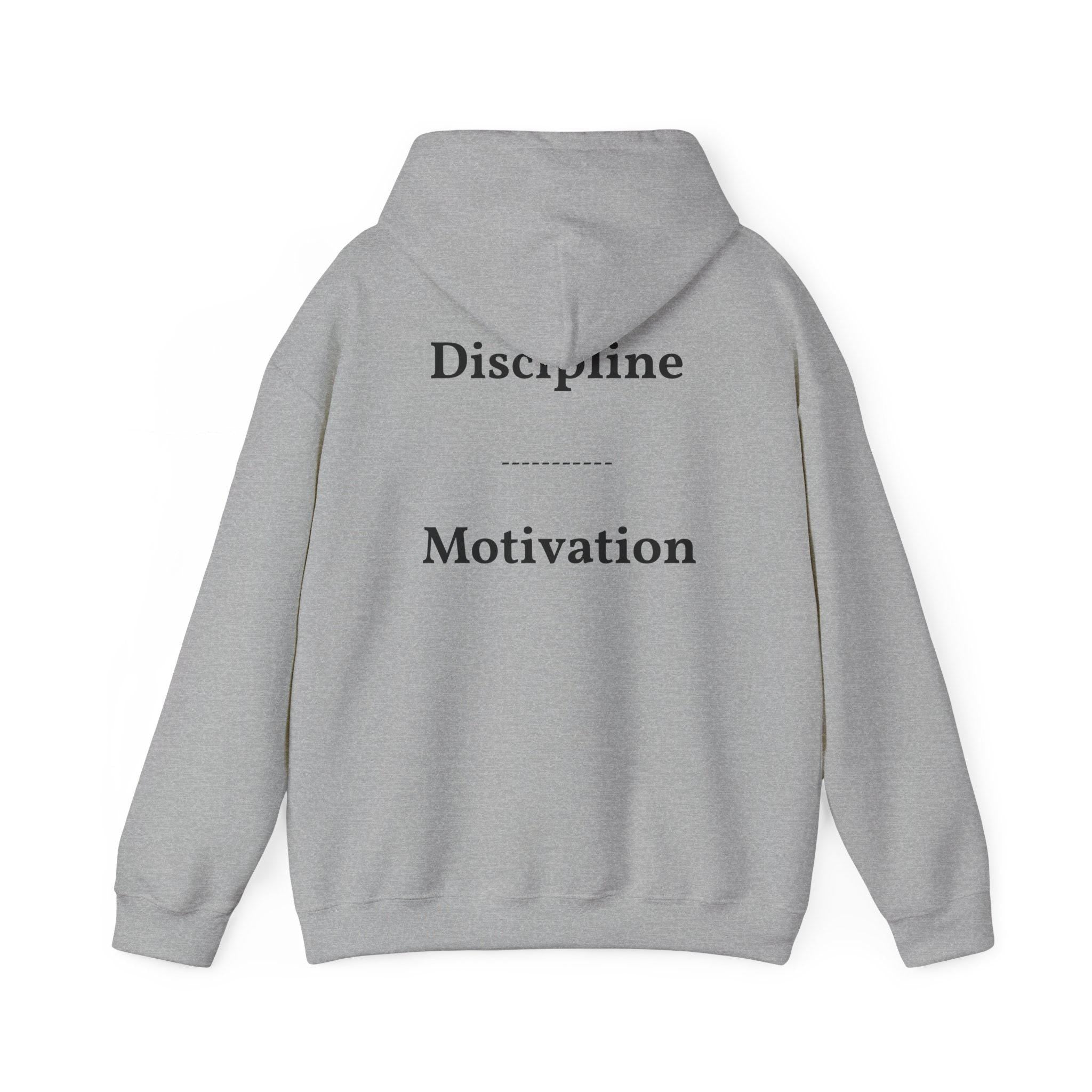 Discipline over Motivation Hoodie | Minimal Motivational Typography, White Back Print