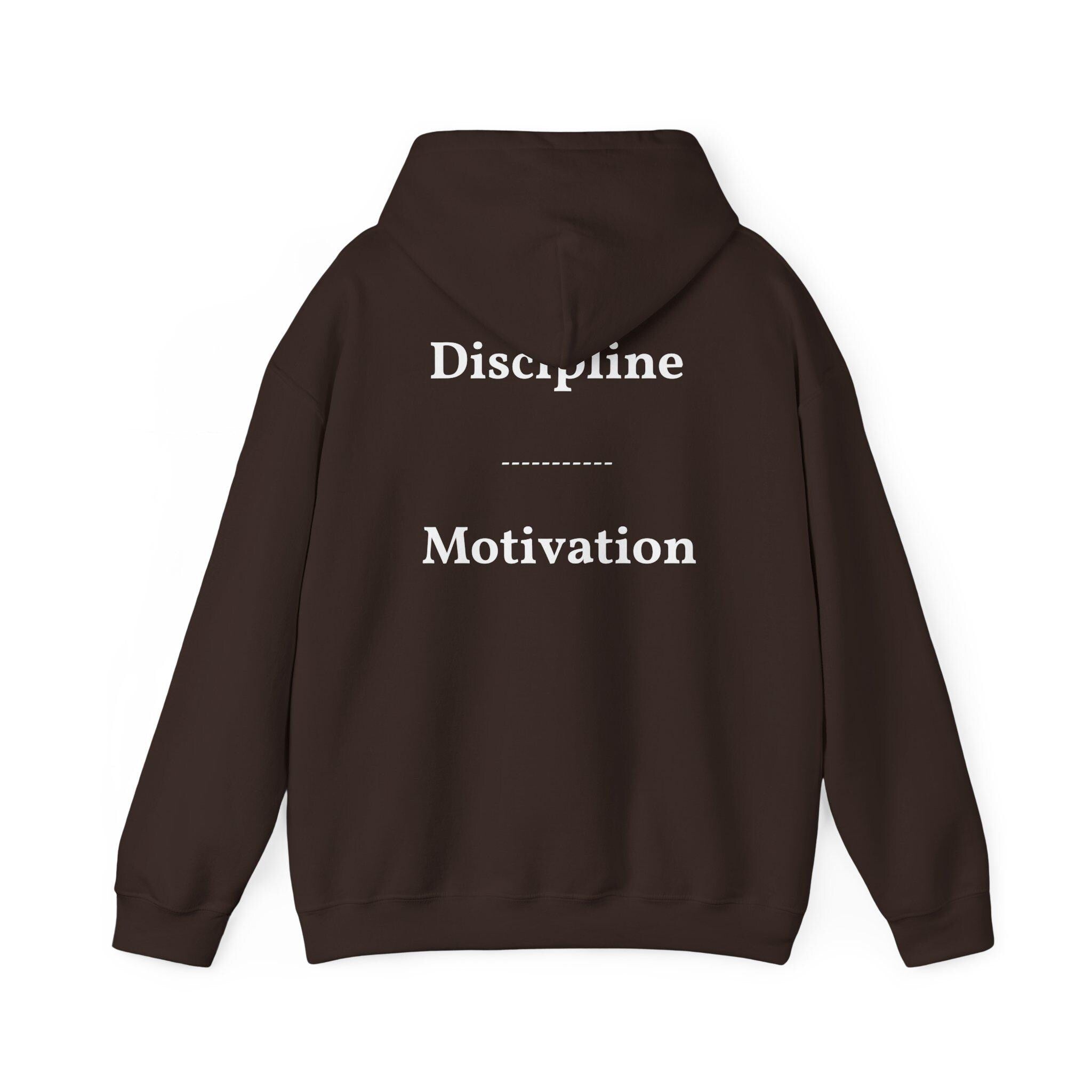 Discipline over Motivation Hoodie | Minimal Motivational Typography, White Back Print