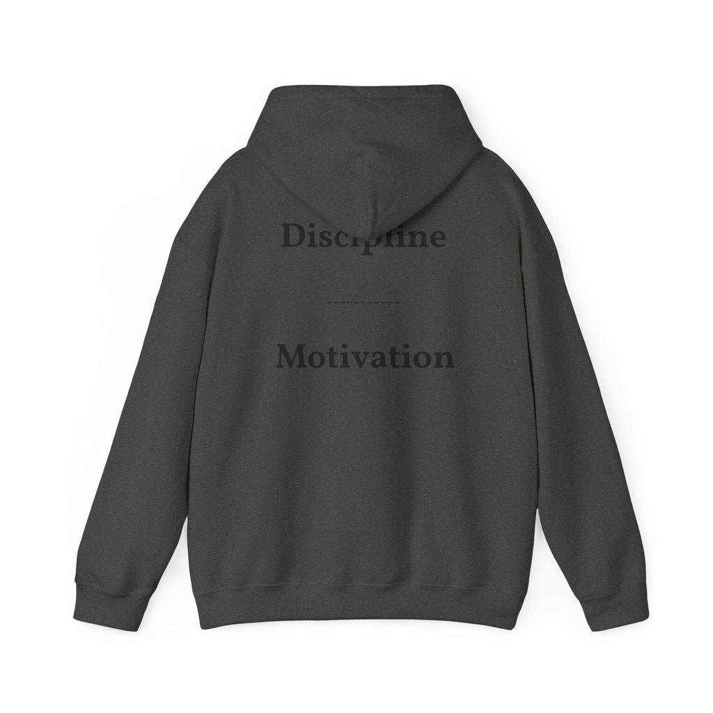 Discipline over Motivation Hoodie | Minimal Motivational Typography, White Back Print