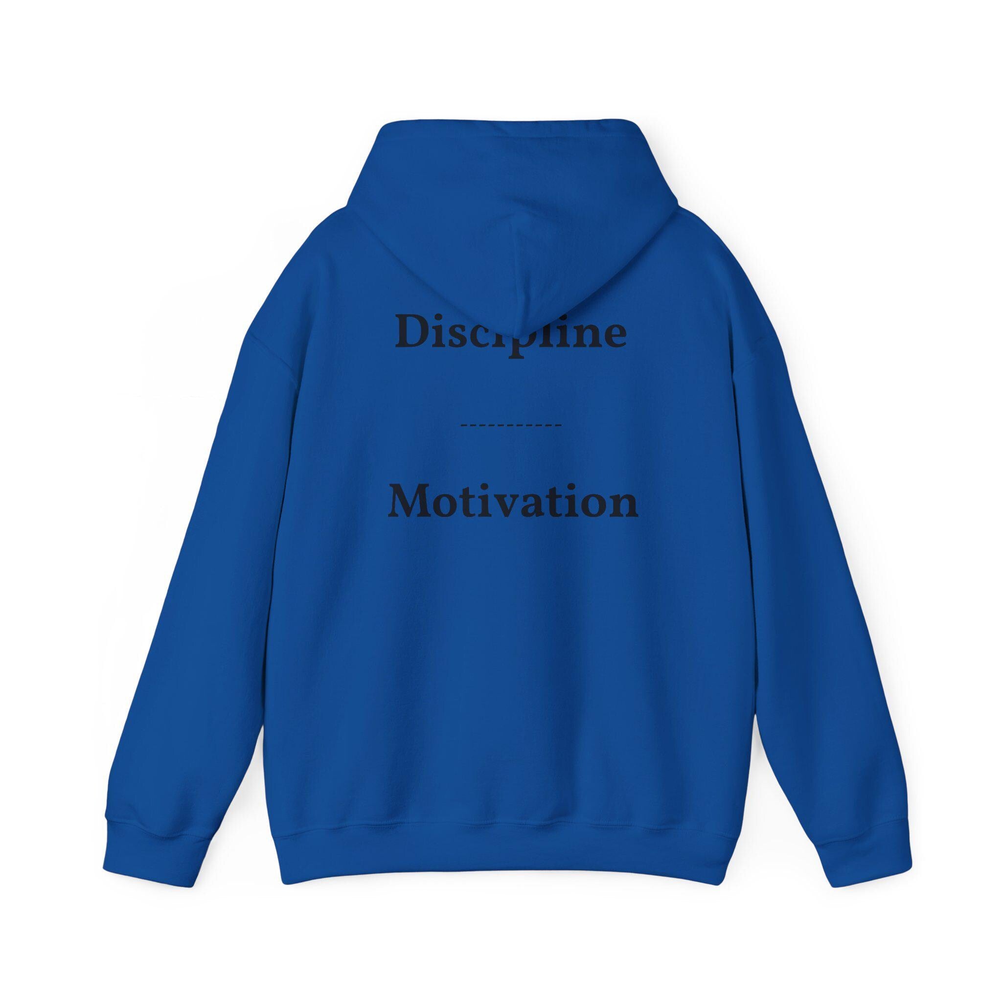Discipline over Motivation Hoodie | Minimal Motivational Typography, White Back Print