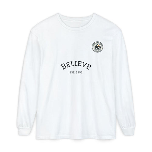 Believe EST 1985 Long Sleeve T-Shirt | Minimal Typography Chest Logo