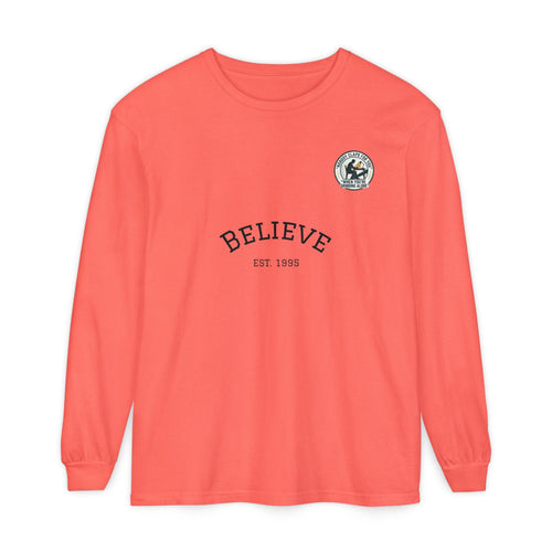 Believe EST 1985 Long Sleeve T-Shirt | Minimal Typography Chest Logo