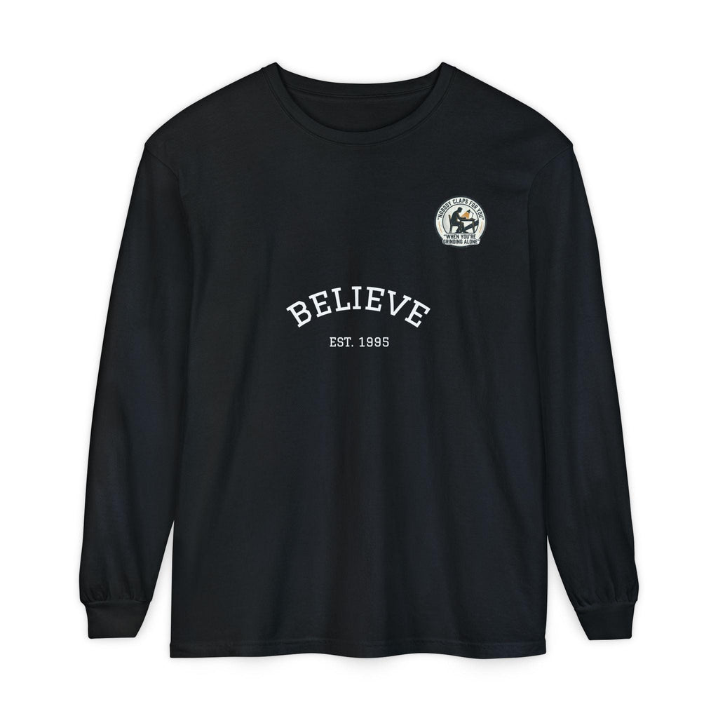 Believe EST 1985 Long Sleeve T-Shirt | Minimal Typography Chest Logo
