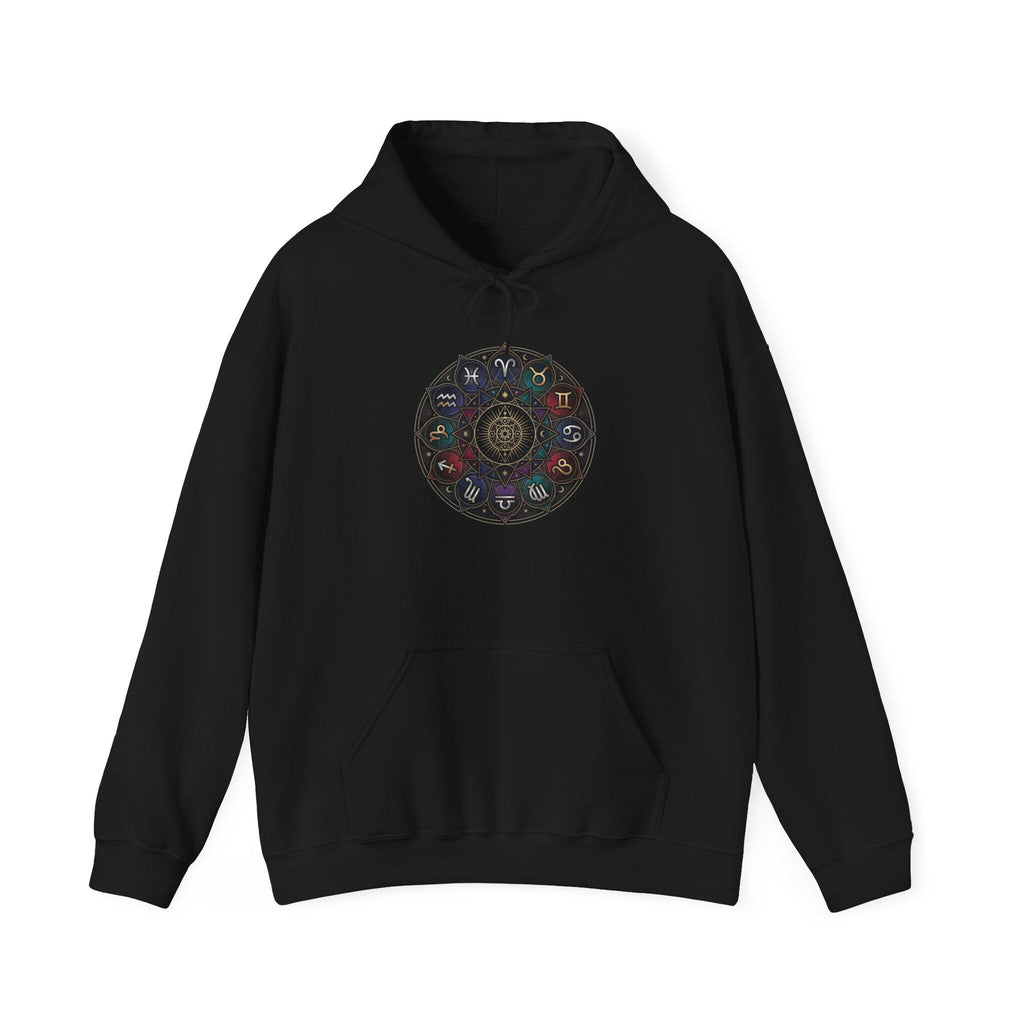 Astrology Boho Floral Mandala Hoodie | White Pullover, Symmetrical Flower Design