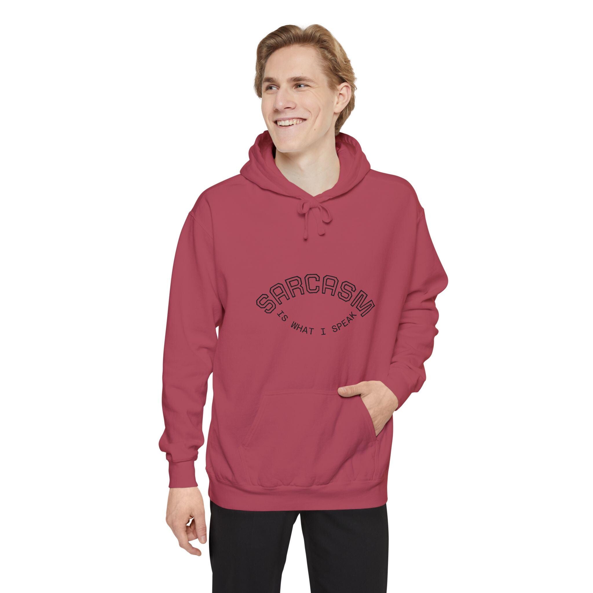 Sarcasm is What I Speak Hoodie | Minimal Script Arch Graphic