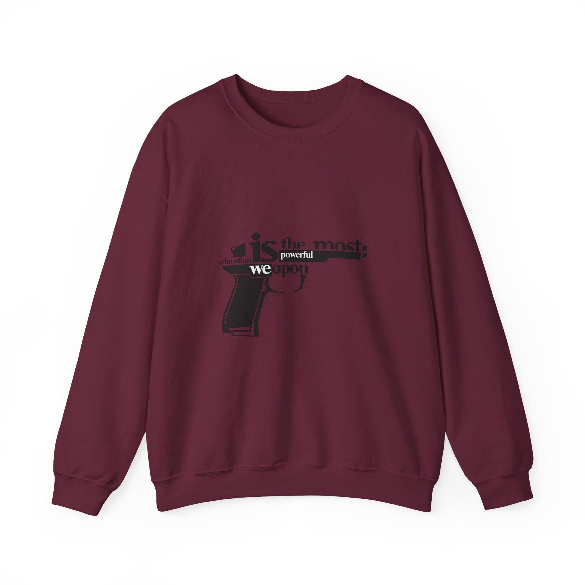 Knowledge is the Most Powerful Weapon sweatshirt | Typography pistol graphic