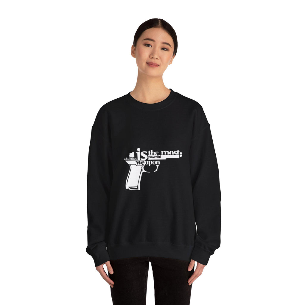 Knowledge is the Most Powerful Weapon sweatshirt | Typography pistol graphic