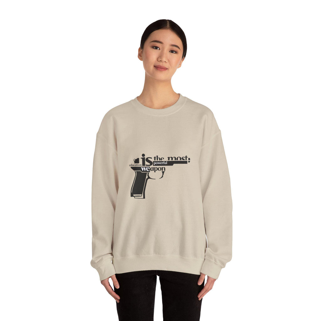 Knowledge is the Most Powerful Weapon sweatshirt | Typography pistol graphic