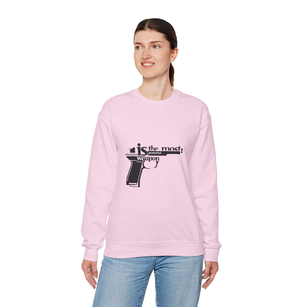 Knowledge is the Most Powerful Weapon sweatshirt | Typography pistol graphic