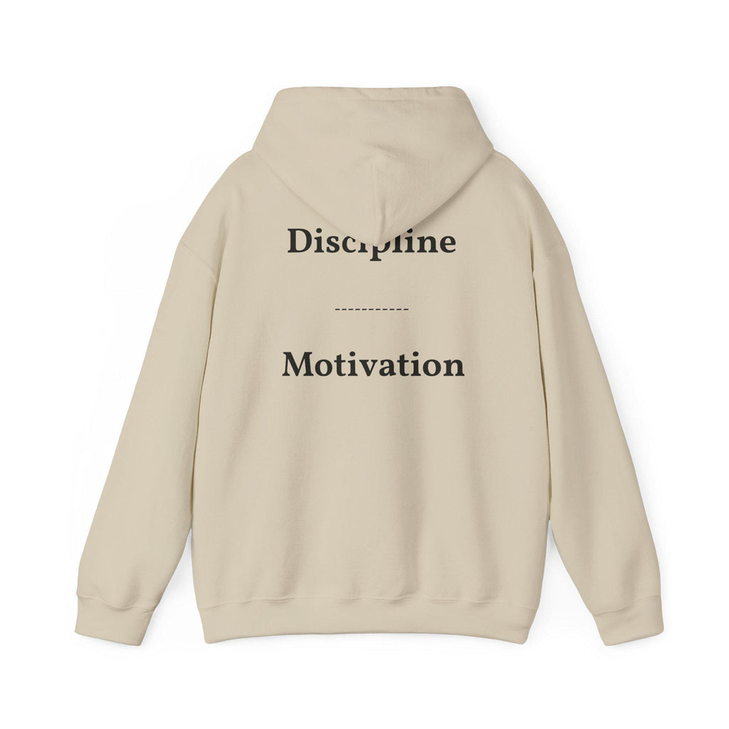 Discipline over Motivation Hoodie | Minimal Motivational Typography, White Back Print