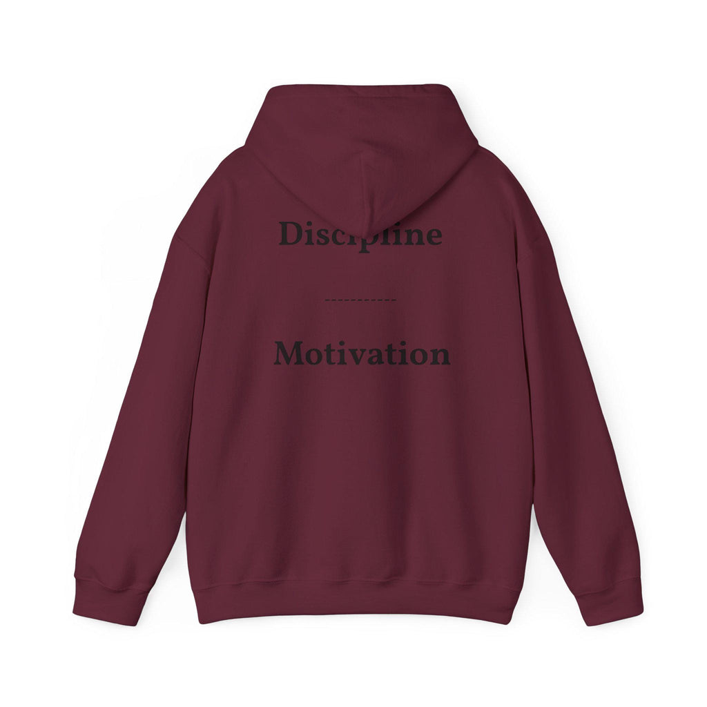 Discipline over Motivation Hoodie | Minimal Motivational Typography, White Back Print