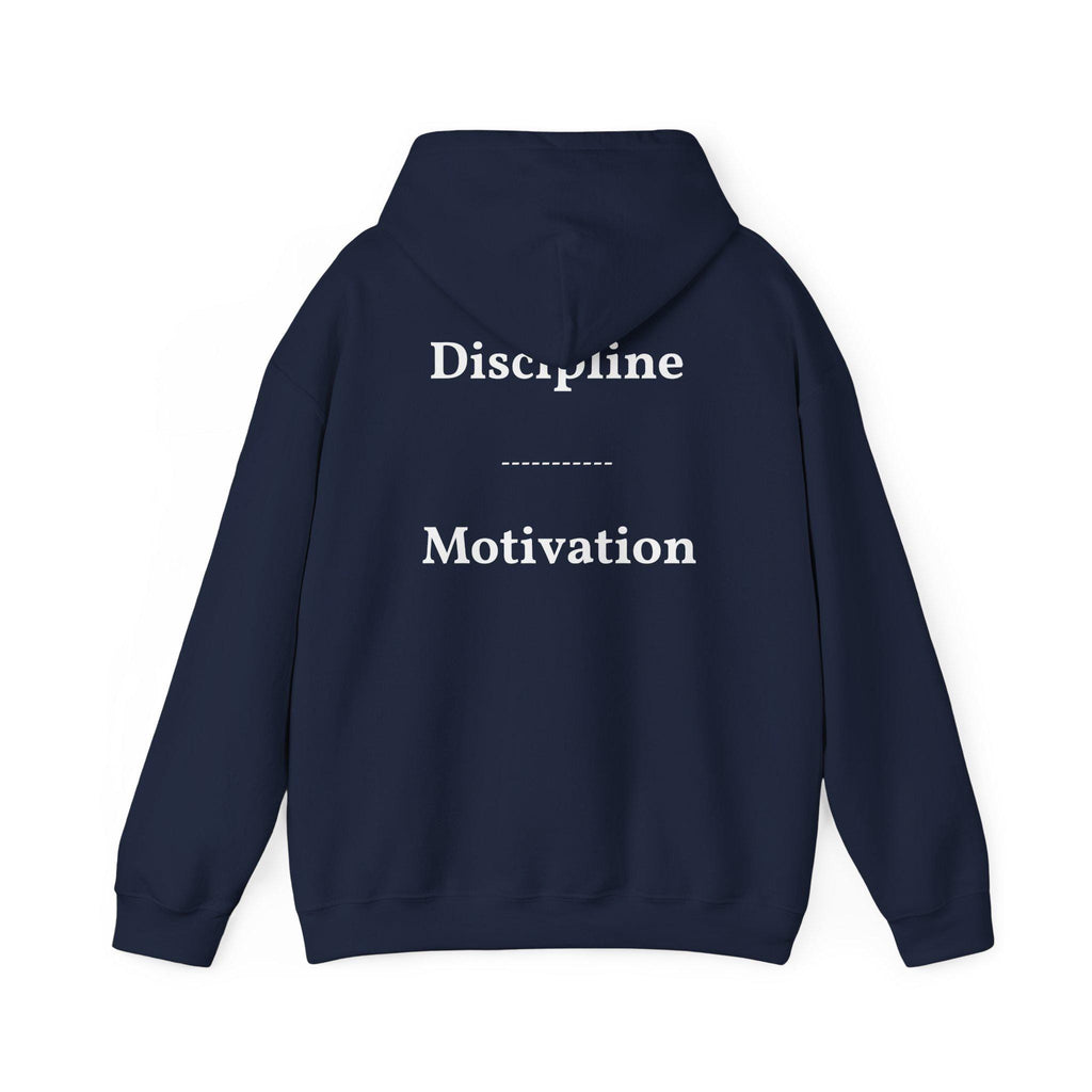Discipline over Motivation Hoodie | Minimal Motivational Typography, White Back Print
