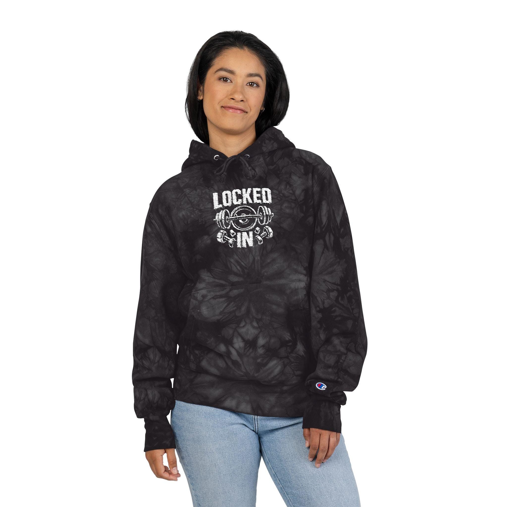 LOCKED IN - Hoodie | Tie-dye black grey