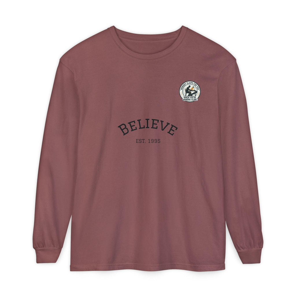 Believe EST 1985 Long Sleeve T-Shirt | Minimal Typography Chest Logo