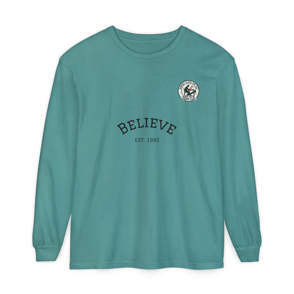 Believe EST 1985 Long Sleeve T-Shirt | Minimal Typography Chest Logo