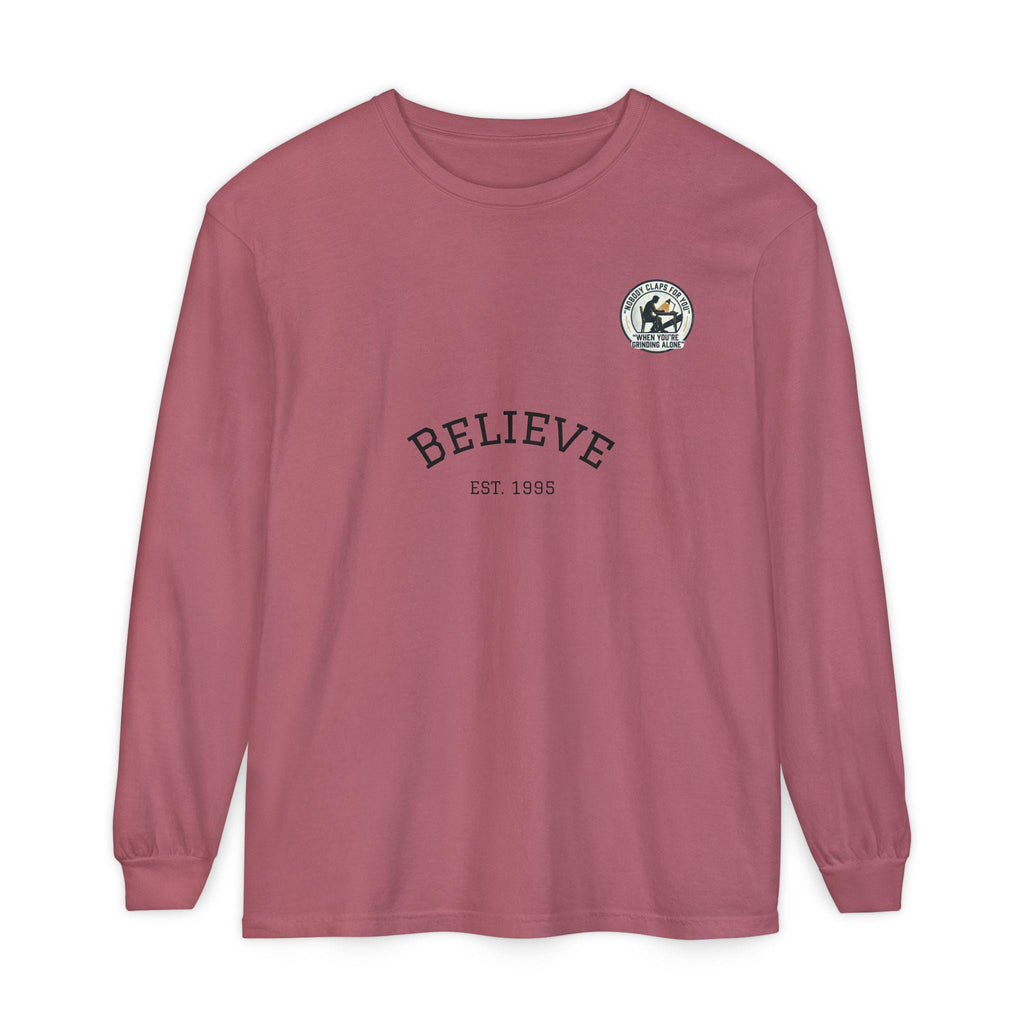 Believe EST 1985 Long Sleeve T-Shirt | Minimal Typography Chest Logo