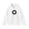 Astrology Boho Floral Mandala Hoodie | White Pullover, Symmetrical Flower Design
