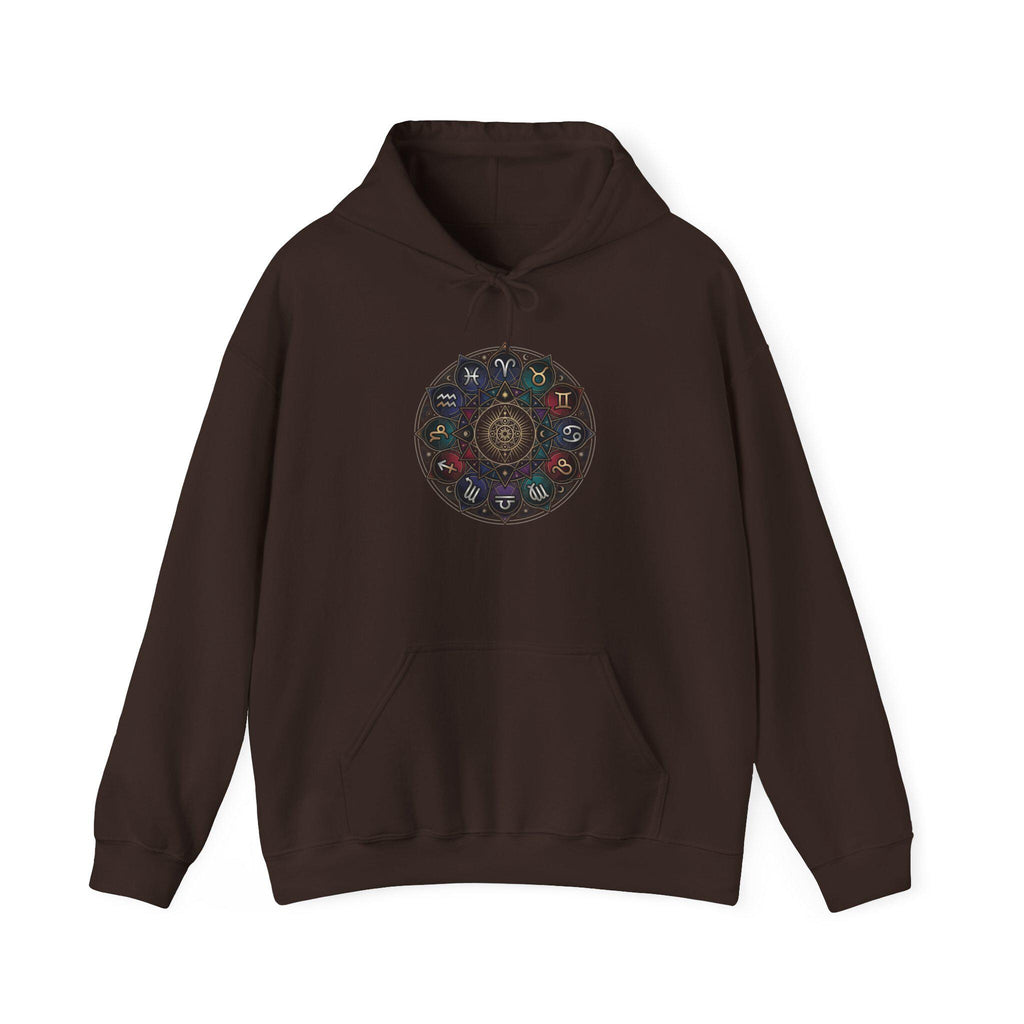 Astrology Boho Floral Mandala Hoodie | White Pullover, Symmetrical Flower Design