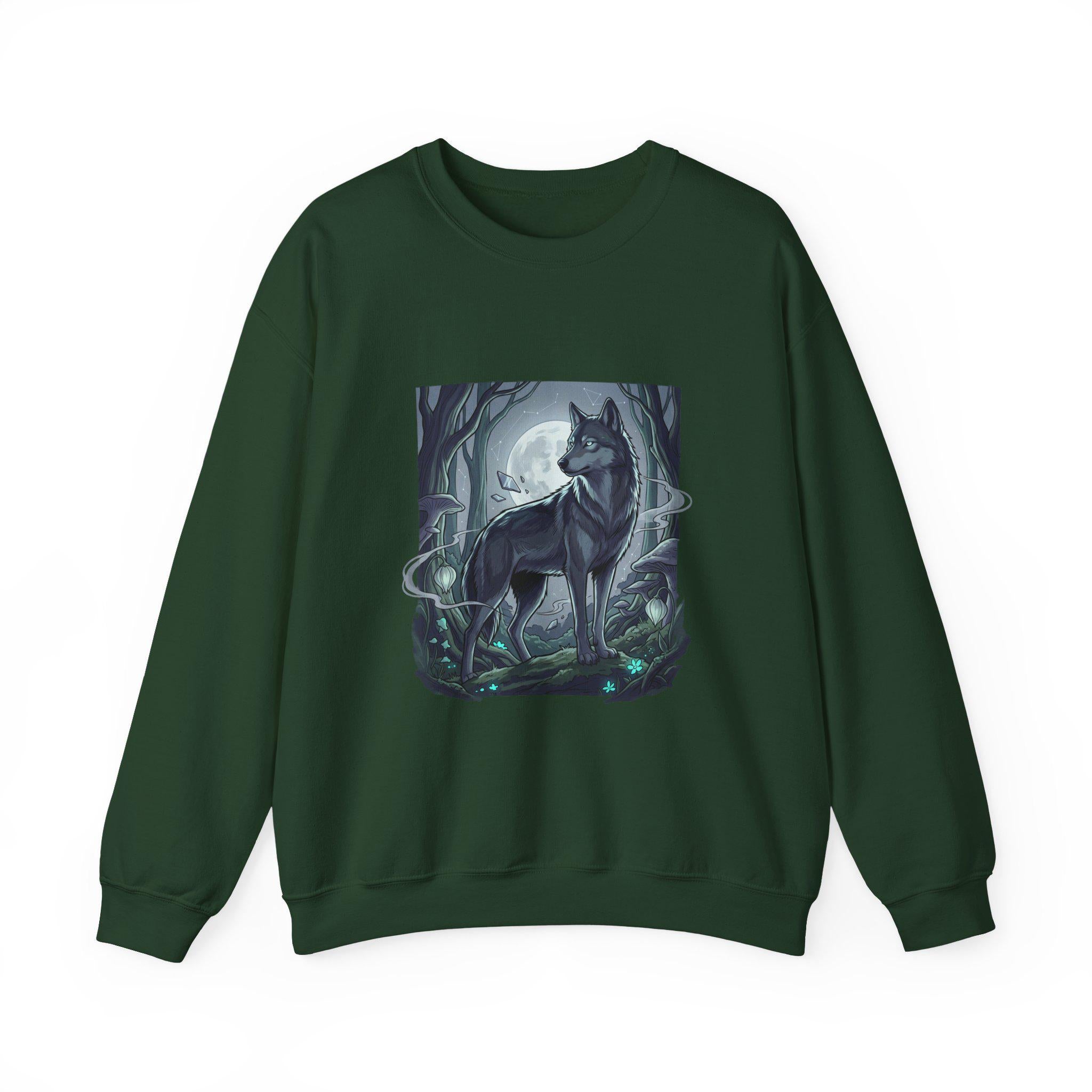 Moonlit Lone Wolf Sweatshirt | Woodland Night Illustration
