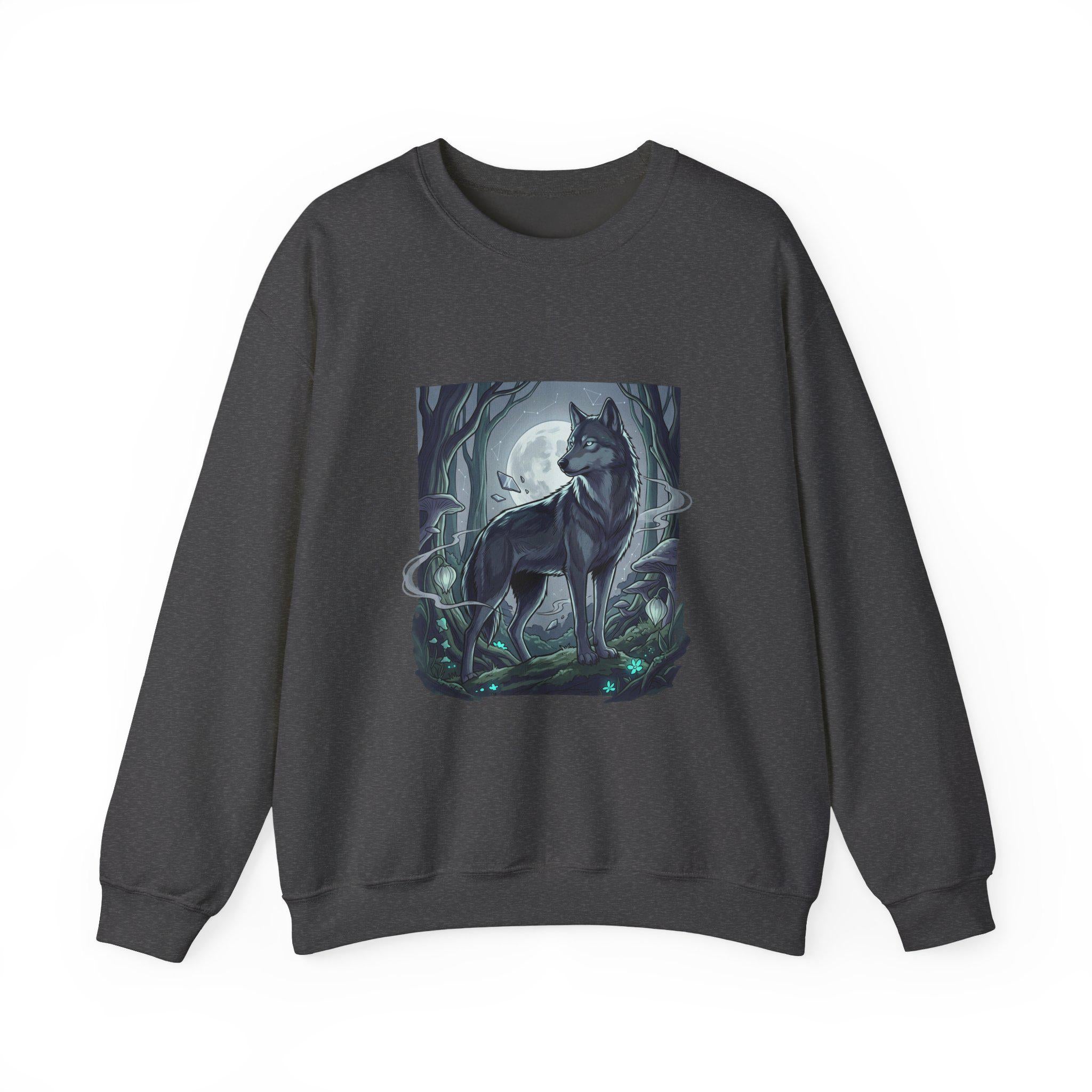 Moonlit Lone Wolf Sweatshirt | Woodland Night Illustration