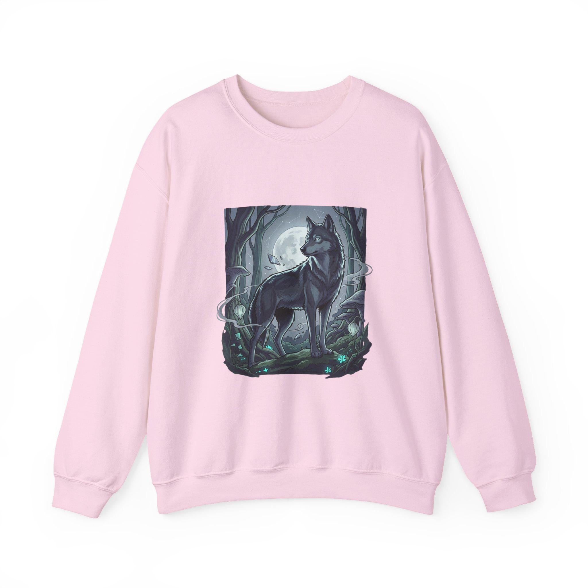 Moonlit Lone Wolf Sweatshirt | Woodland Night Illustration